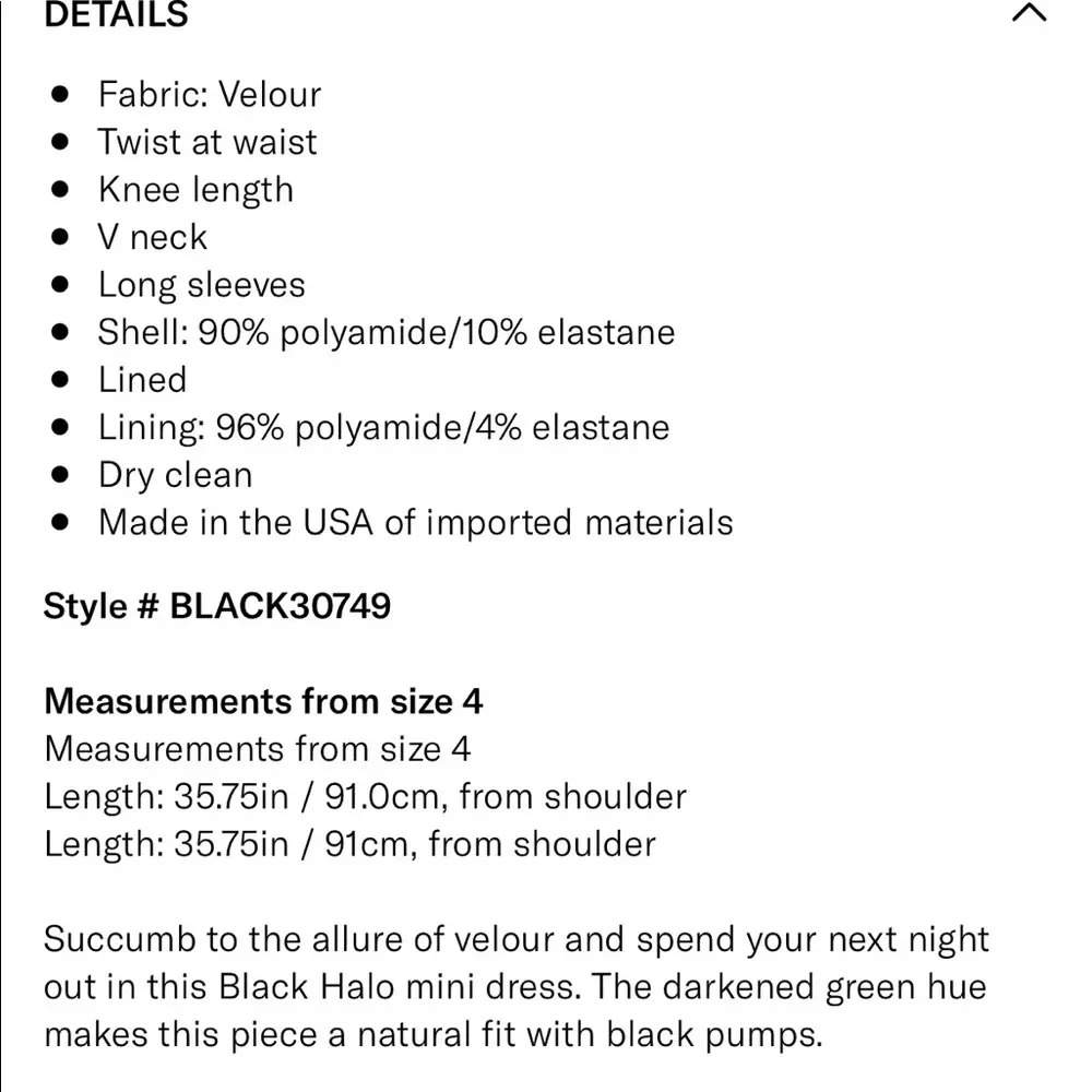 BLACK HALO NWT Lara Navy Blue Velvet Twist Mini Dress - Picture 12 of 12